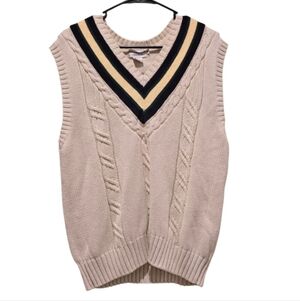 Vintage Abercrombie & Fitch Cream V-Neck Chunky Sweater Vest Size M